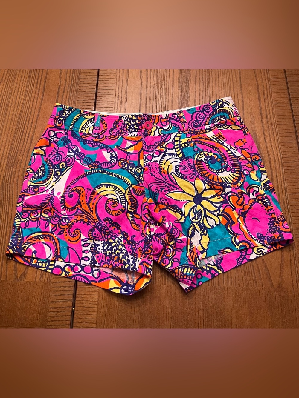 Lilly Pulitzer Callahan Sea and Be Seen Mid Rise Cotton Shorts Pink Size 8